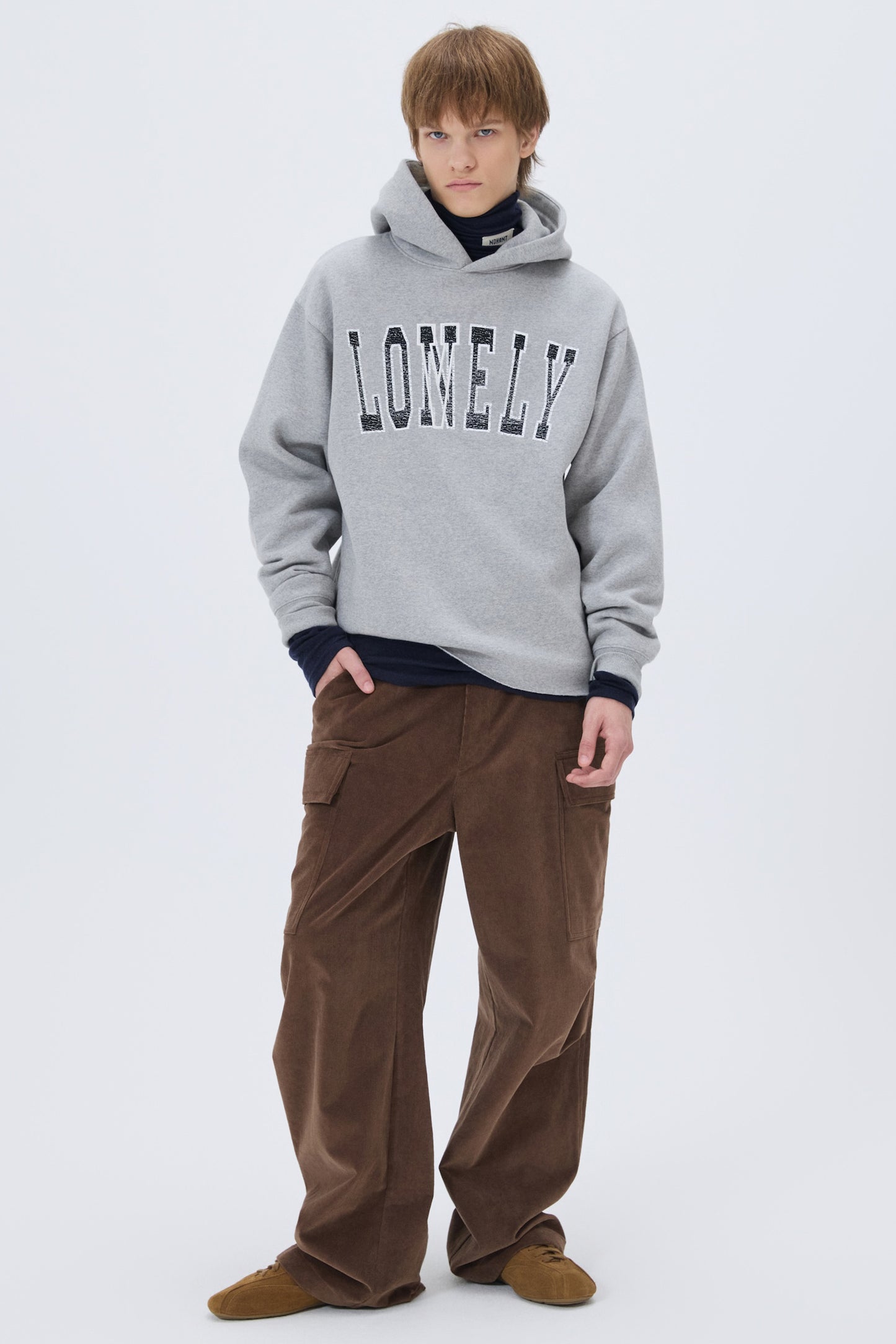 LONELY/LOVELY FLUFF CUT OFF HOODIE GRAY