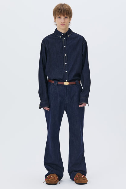 MINIMAL FLARE DENIM PANTS DARK BLUE