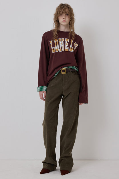 LONELY/LOVELY REVERSIBLE LONG SLEEVE T-SHIRT BURGUNDY
