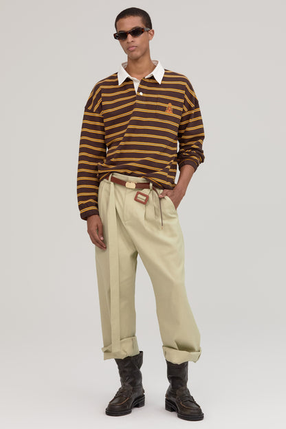 MULTI STRIPE RUGBY T-SHIRT BROWN