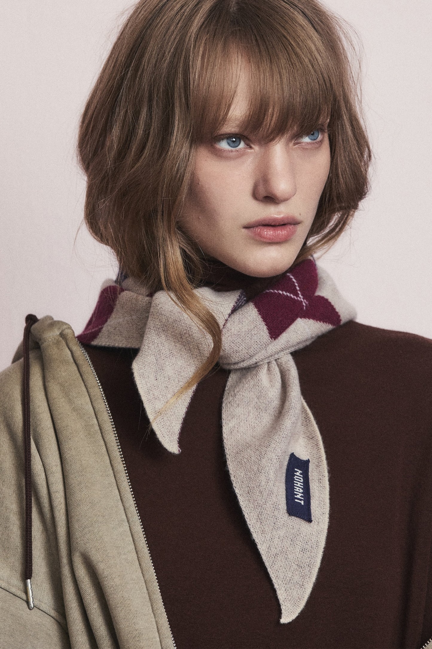 ARGYLE PREPPY MINI SCARF BEIGE