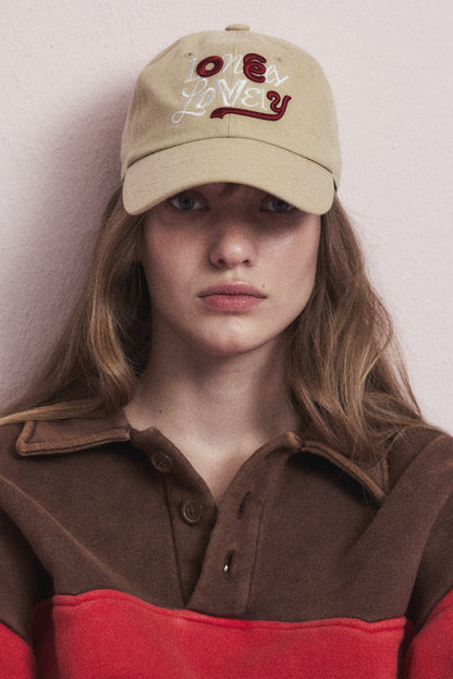 LNLV DOODLE LOGO BALL CAP BEIGE(STANDARD FIT)