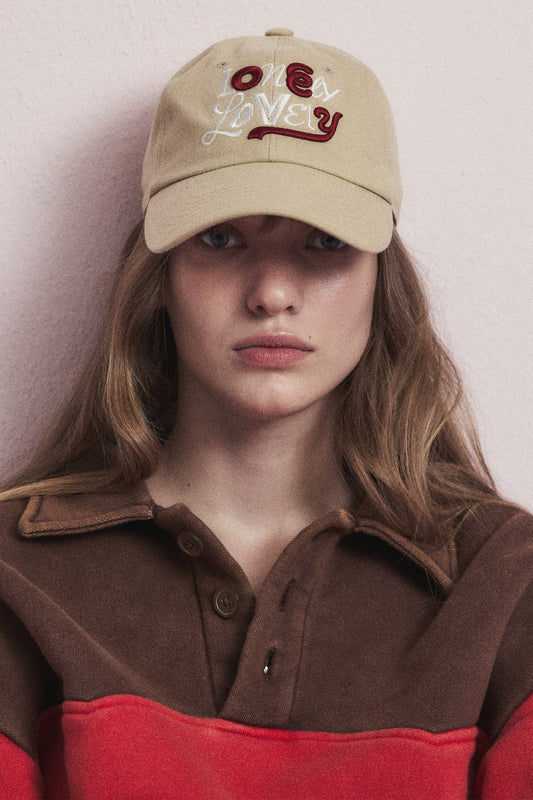 LNLV DOODLE LOGO BALL CAP BEIGE(STANDARD FIT)