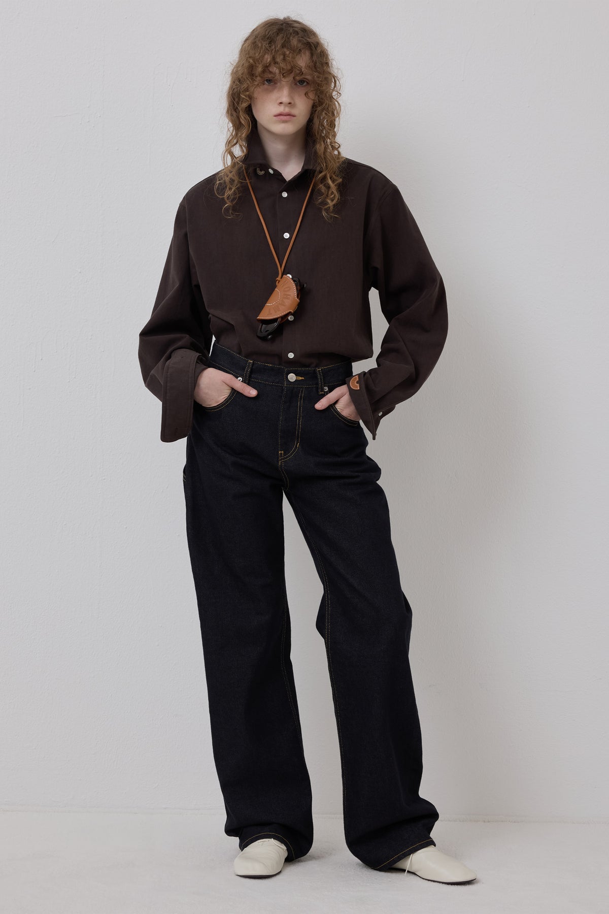 WIRE OXFORD SHIRT BROWN