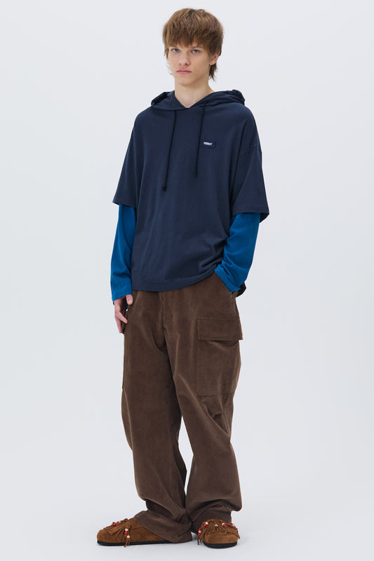 SOFT LAYERED HOODIE T-SHIRT NAVY