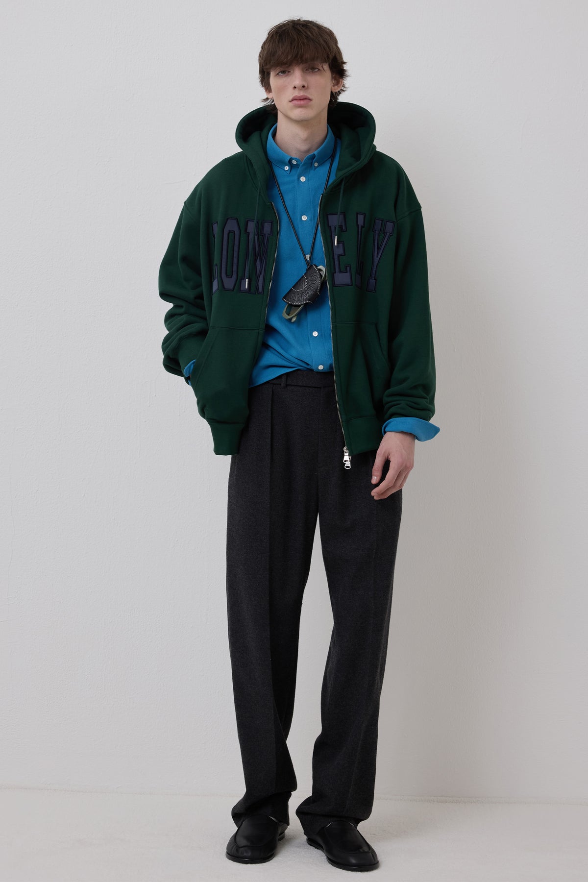 LONELY/LOVELY FLUFF HOODIE ZIP-UP GREEN