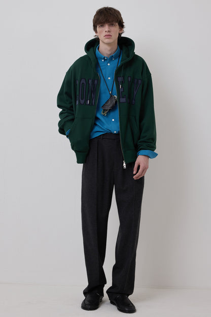 LONELY/LOVELY FLUFF HOODIE ZIP-UP GREEN