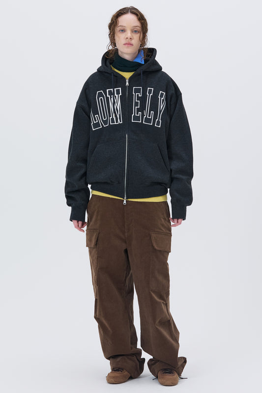 LONELY/LOVELY FLUFF HOODIE ZIP-UP CHARCOAL