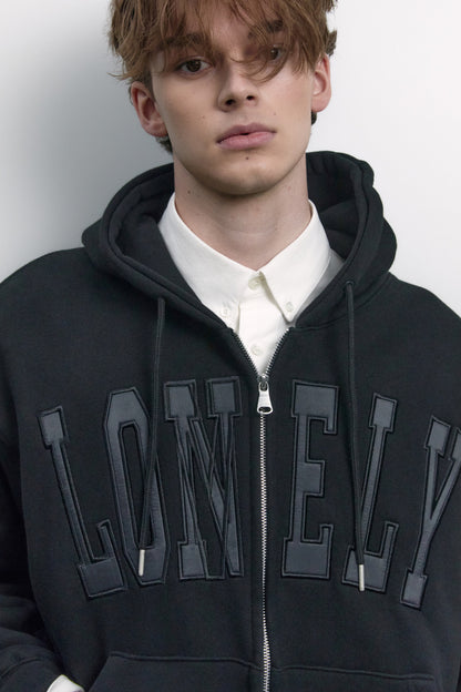 LONELY/LOVELY HOODIE ZIP-UP BLACK