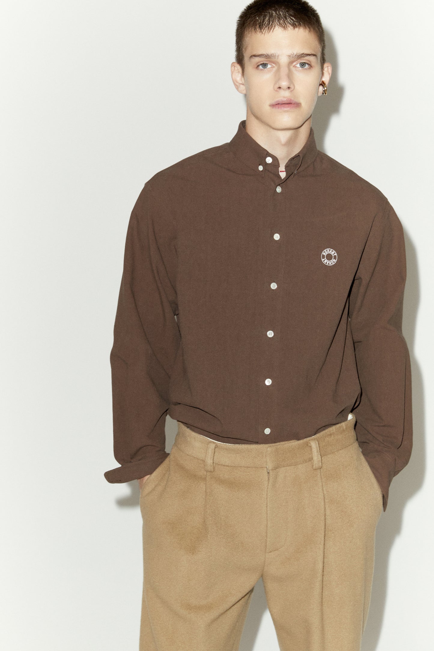 LOGO OXFORD SHIRT BROWN