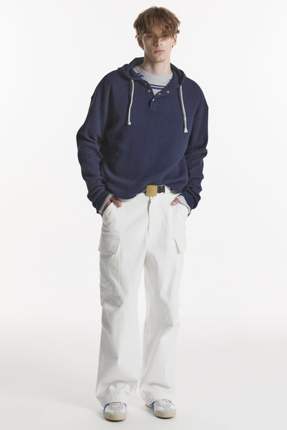 UTILITY PREPPY WAFFLE HOODIE NAVY