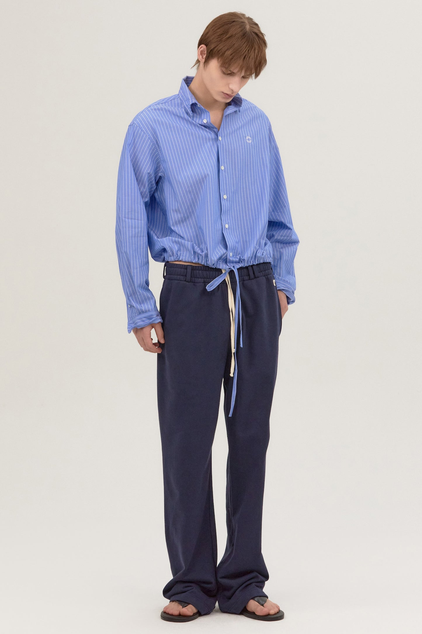 WIRE CROPPED STRIPE SHIRT BLUE