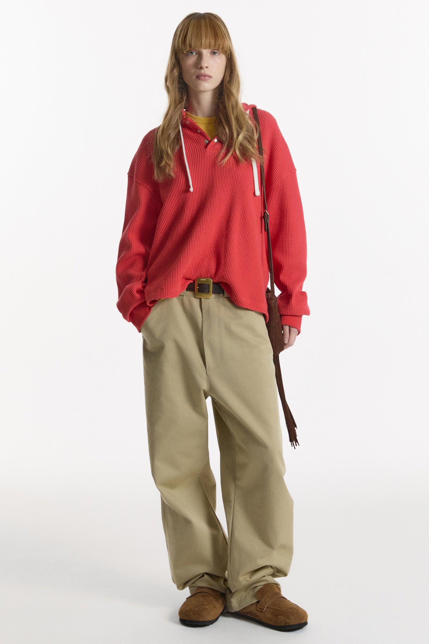 UTILITY PREPPY WAFFLE HOODIE RED