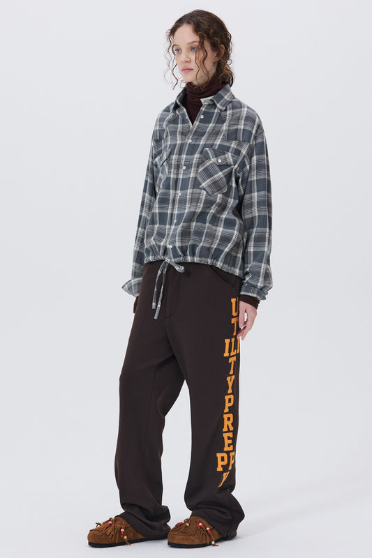 UTILITY PREPPY FLARE SLACKS BROWN