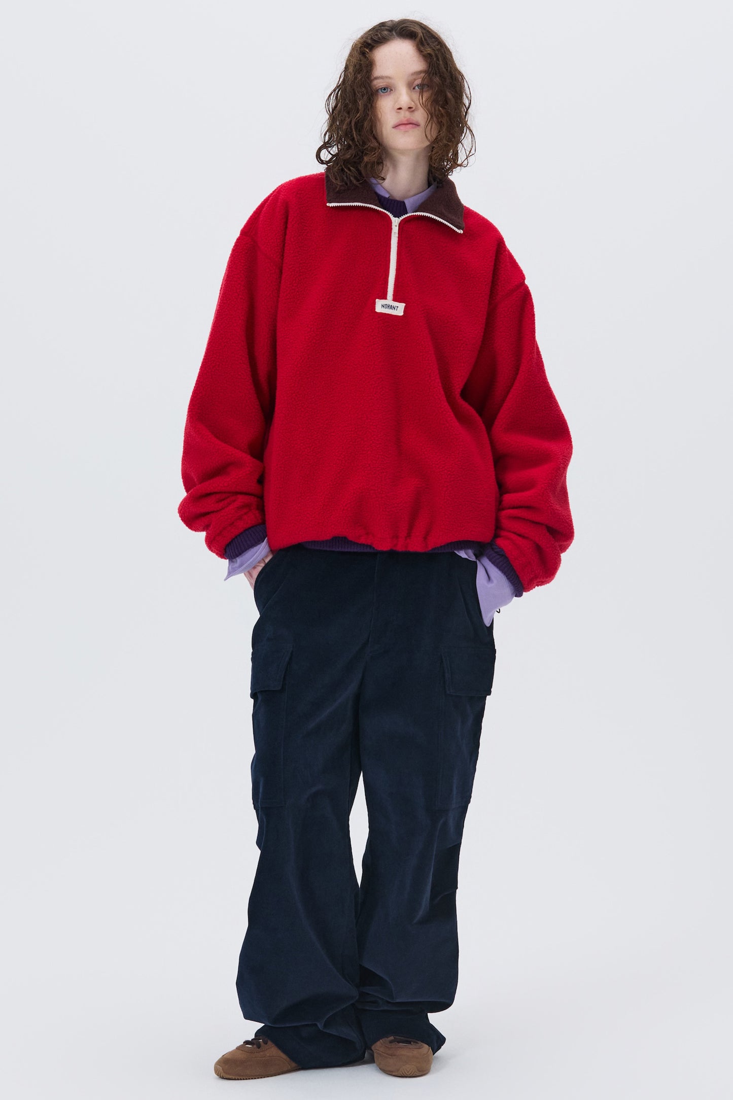COLOR BLOCK HALF-ZIP FLEECE RED