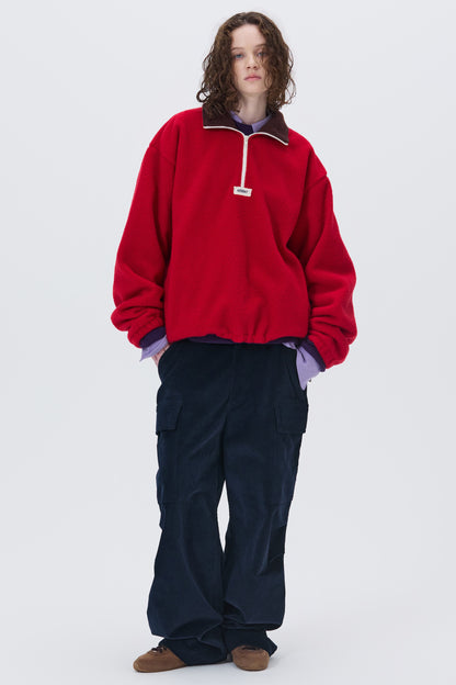 COLOR BLOCK HALF-ZIP FLEECE RED
