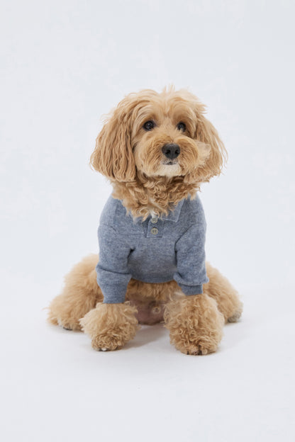 PET ARGYLE JACQUARD KNIT GRAY