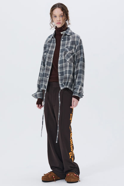 CROPPED WESTERN CHECK SHIRT GRAY