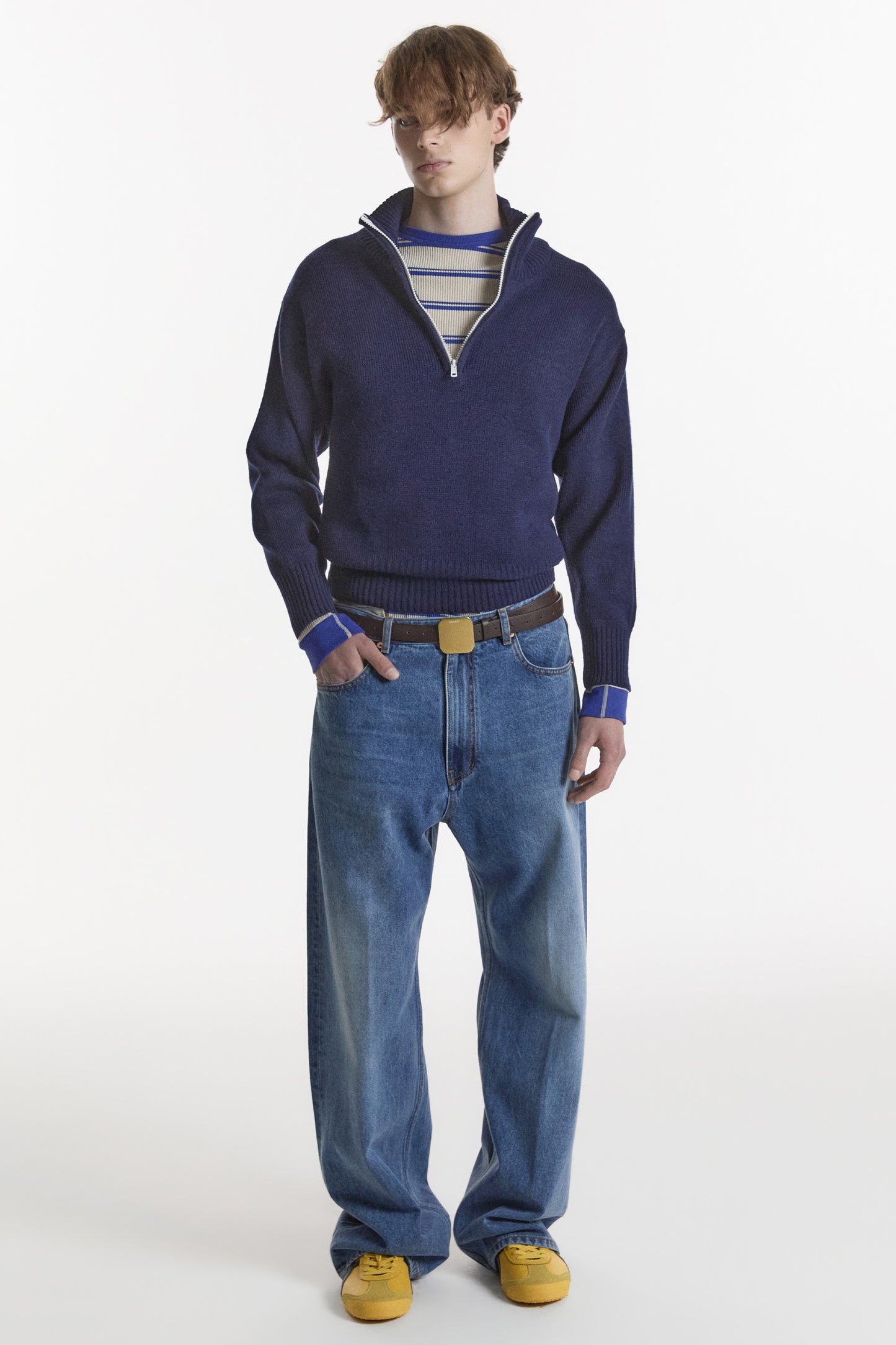 90's QUARTER-ZIP KNIT NAVY