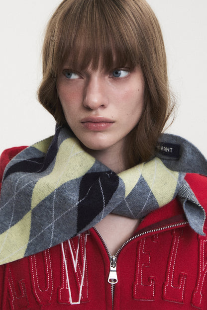 ARGYLE PREPPY MINI SCARF GRAY