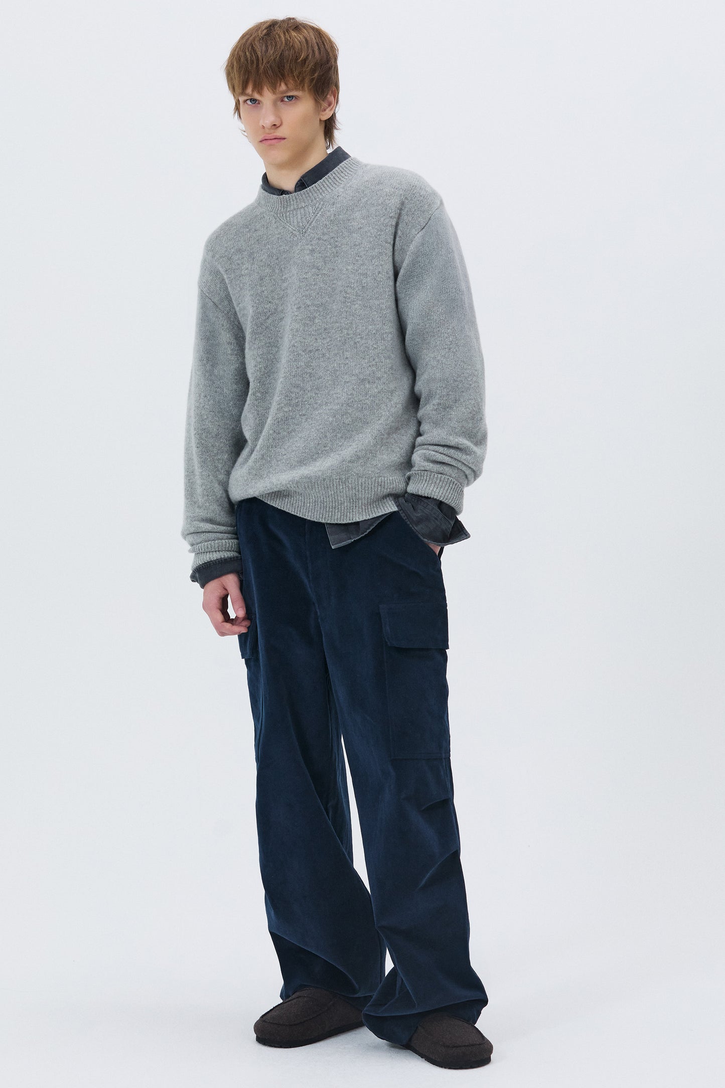 ESSENTIAL CASHMERE KNIT SWEATER GRAY