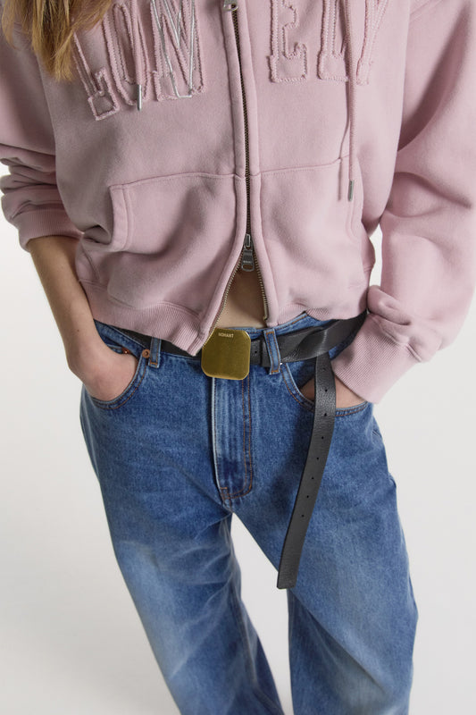 SQUARE BUCKLE LEATHER BELT-PLAQUE