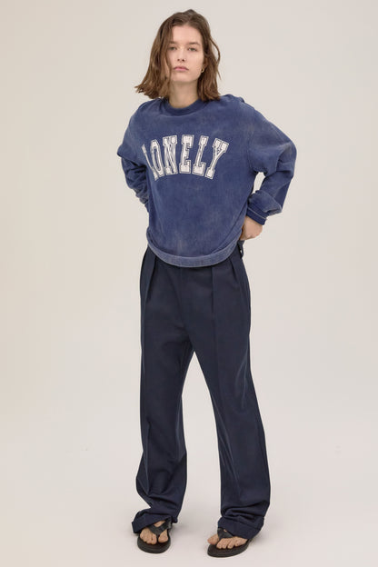 LONELY/LOVELY SALT WASHING LONG SLEEVE T-SHIRT NAVY