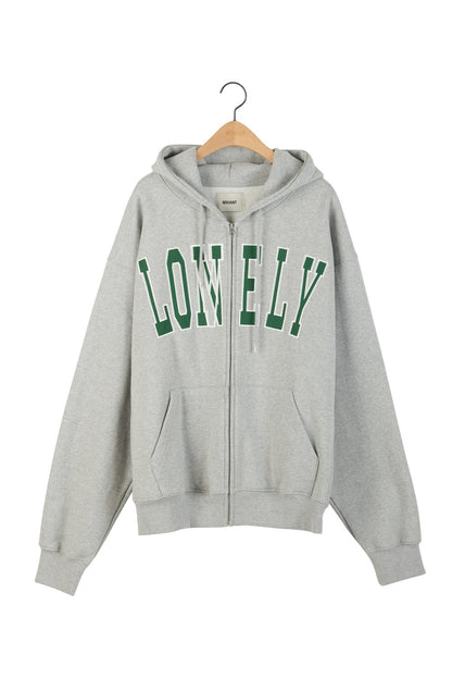 LONELY/LOVELY FLUFF HOODIE ZIP-UP GRAY