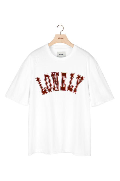LONELY/LOVELY SHORT SLEEVE T SHIRT WHITE BURGUNDY