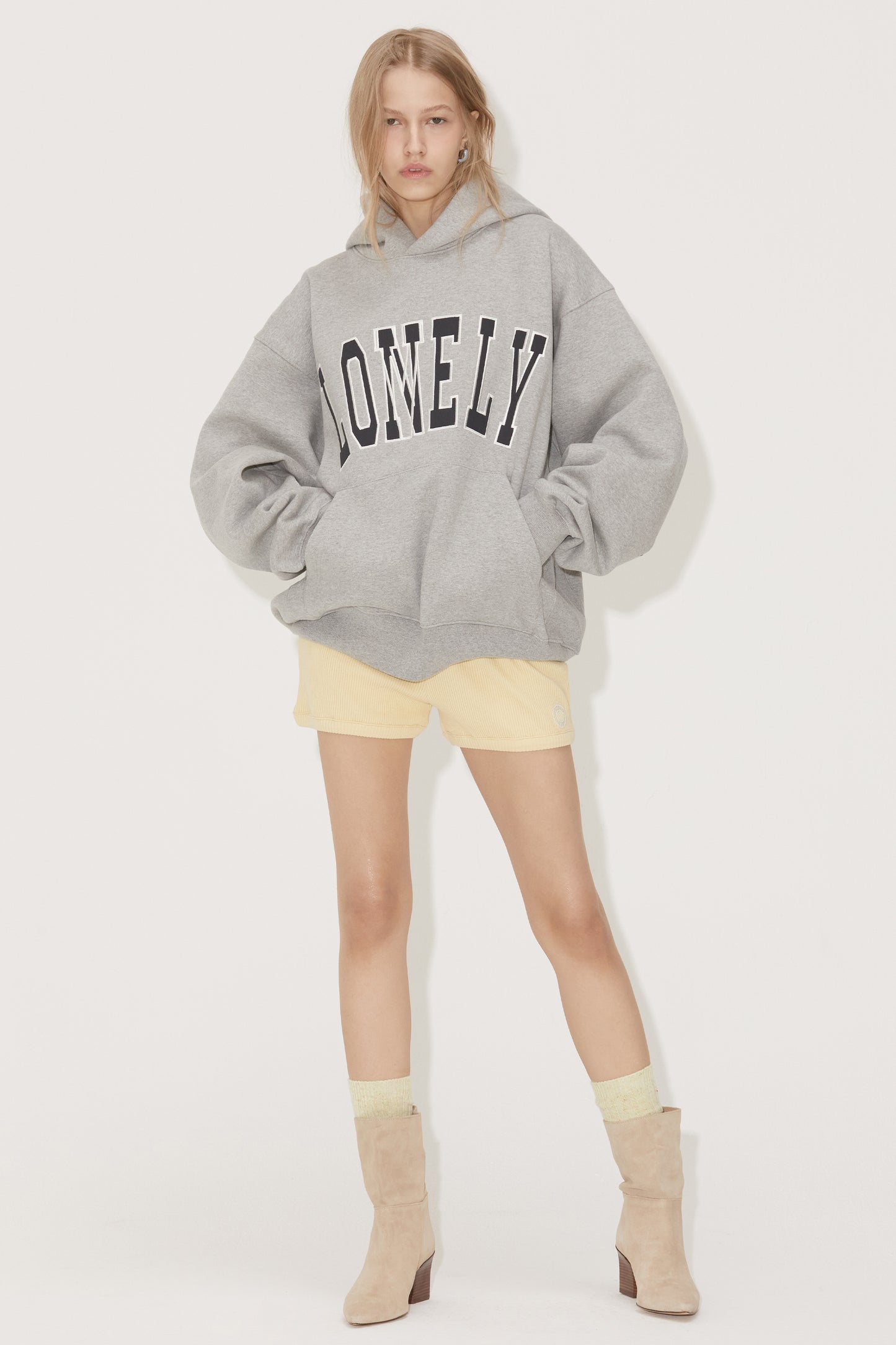 LONELY/LOVELY FLUFF HOODIE GRAY