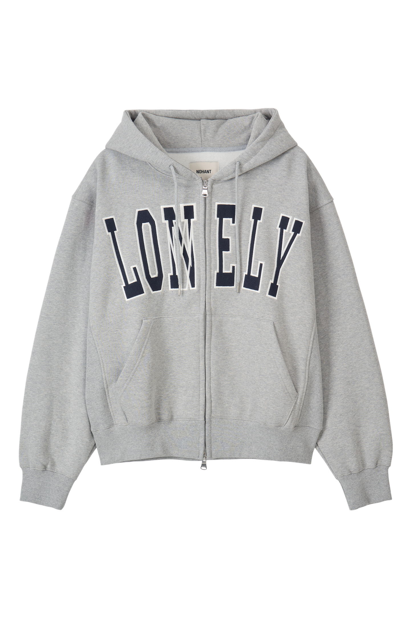 LONELY/LOVELY FLUFF HOODIE ZIP-UP GRAY NAVY