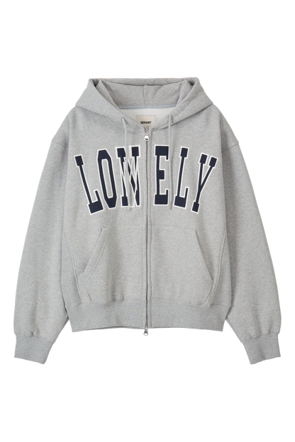 LONELY/LOVELY FLUFF HOODIE ZIP-UP GRAY NAVY