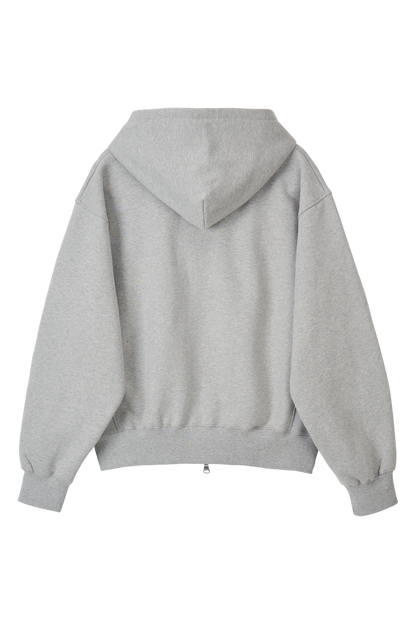 LONELY/LOVELY FLUFF HOODIE ZIP-UP GRAY NAVY