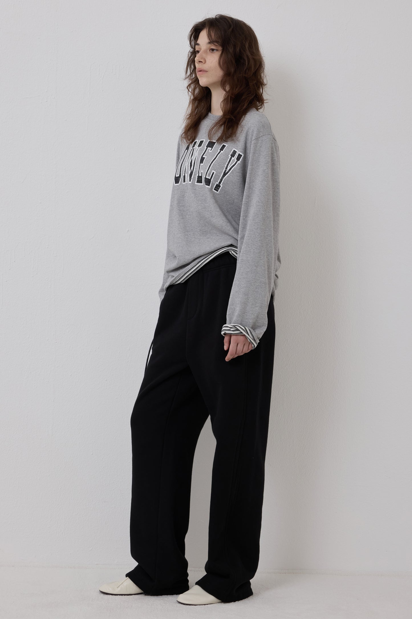 LONELY/LOVELY REVERSIBLE LONG SLEEVE T-SHIRT GRAY