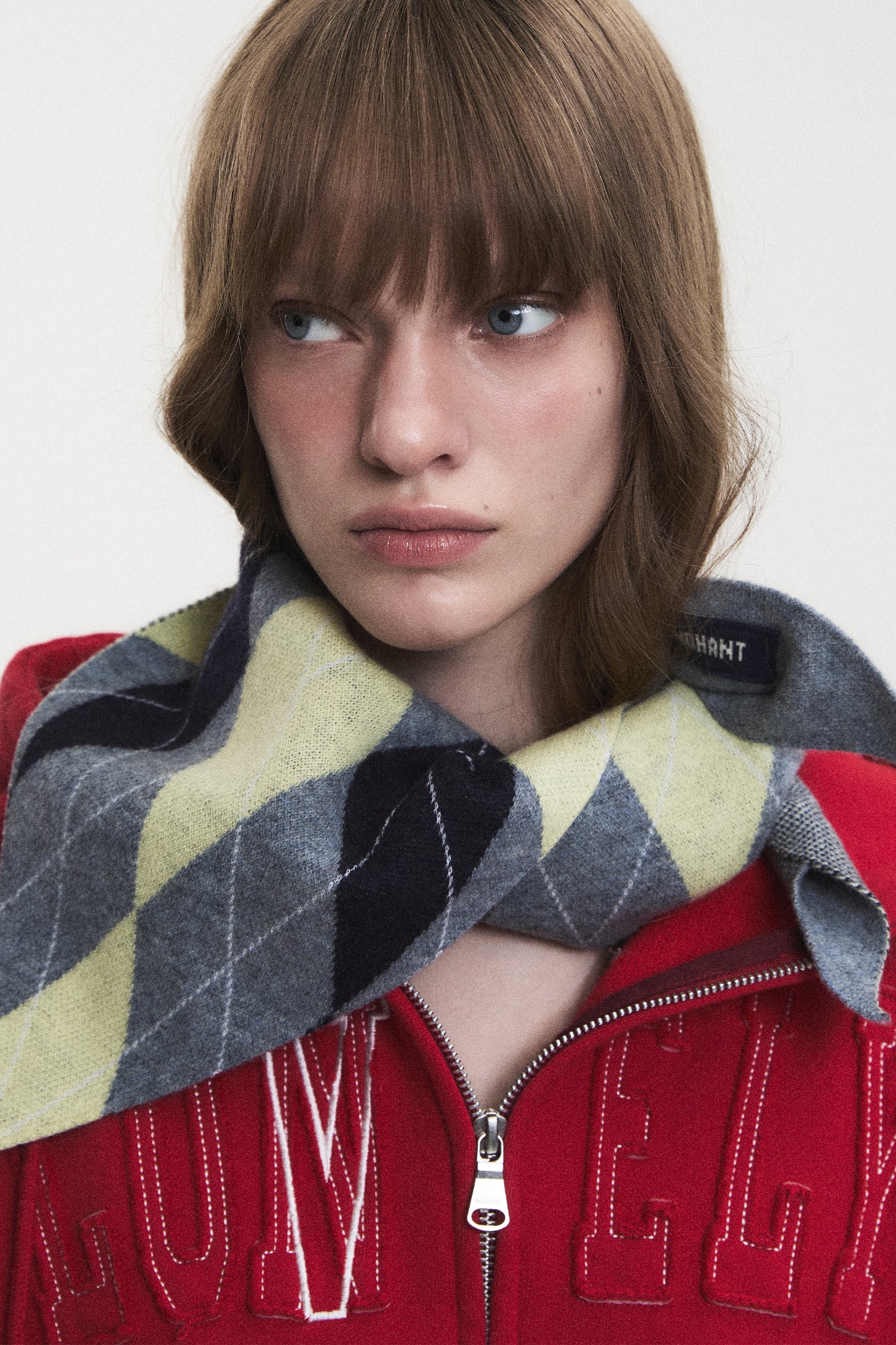 ARGYLE PREPPY MINI SCARF GRAY