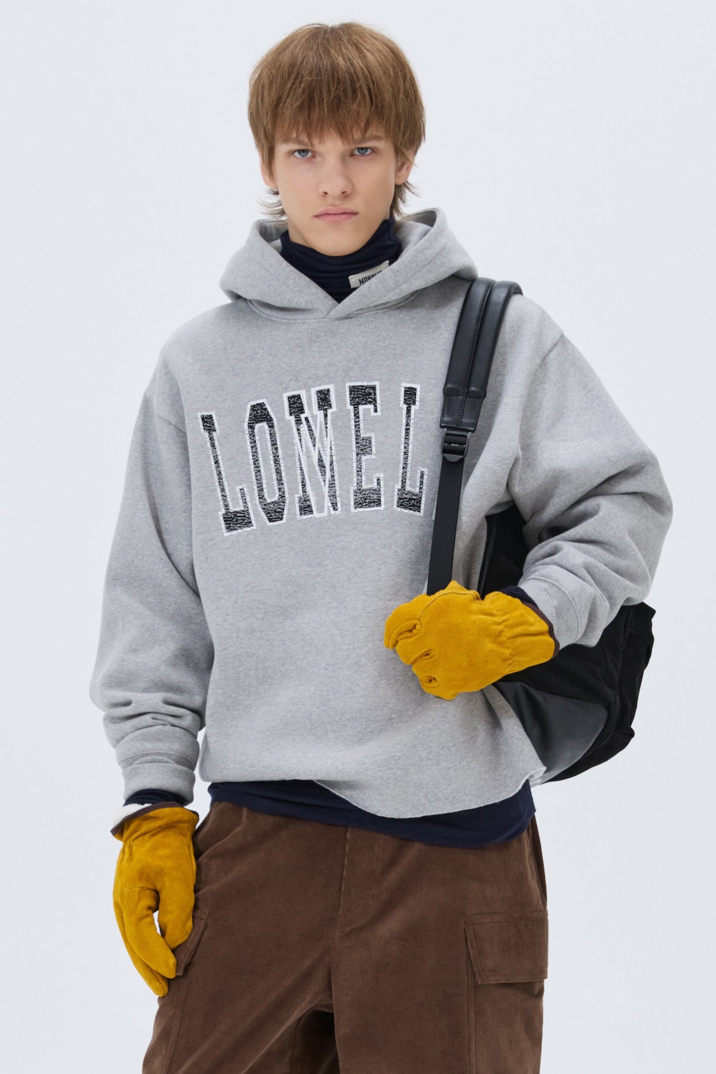LONELY/LOVELY FLUFF CUT OFF HOODIE GRAY