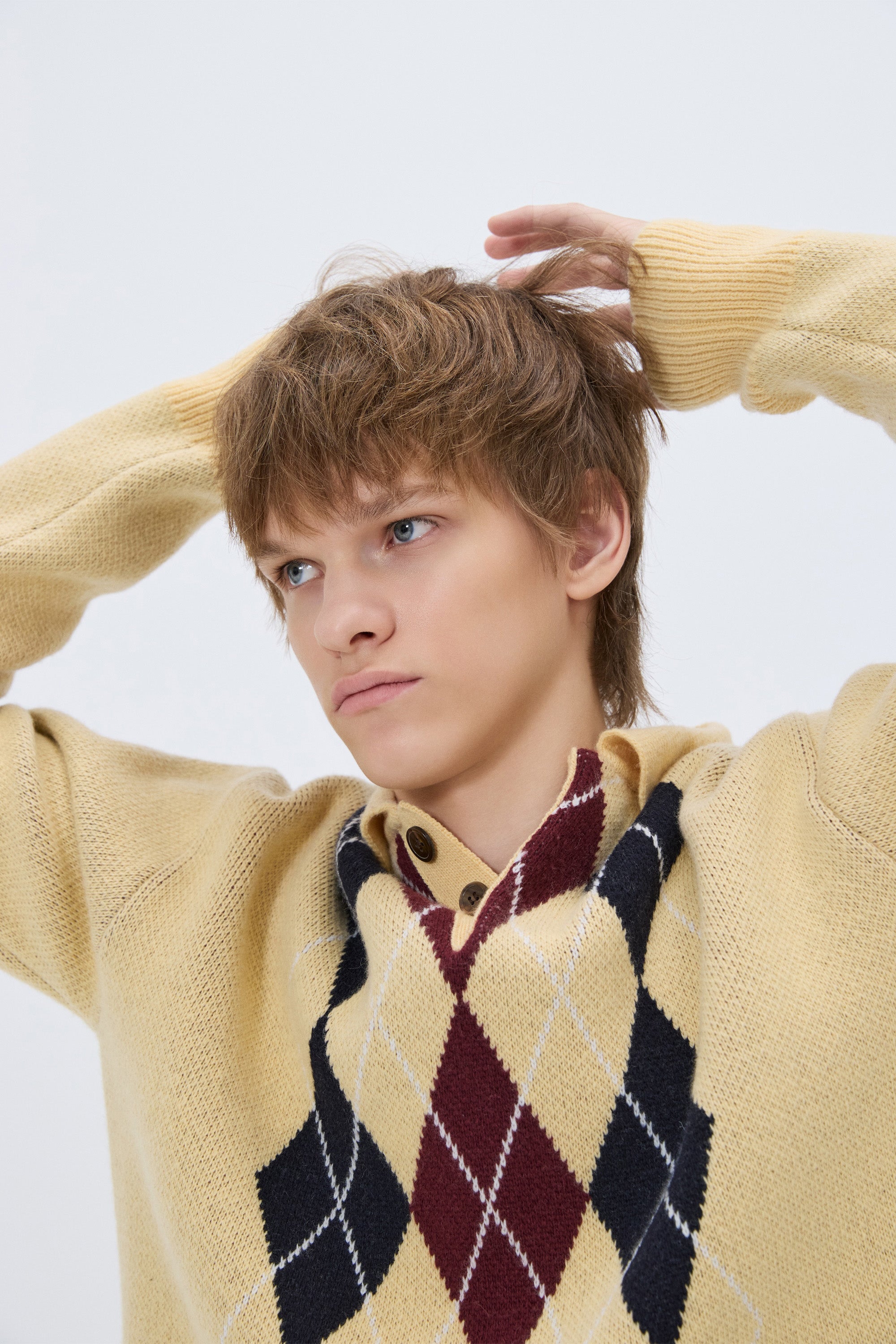 ARGYLE JACQUARD CROP KNIT BEIGE – NOHANT GLOBAL