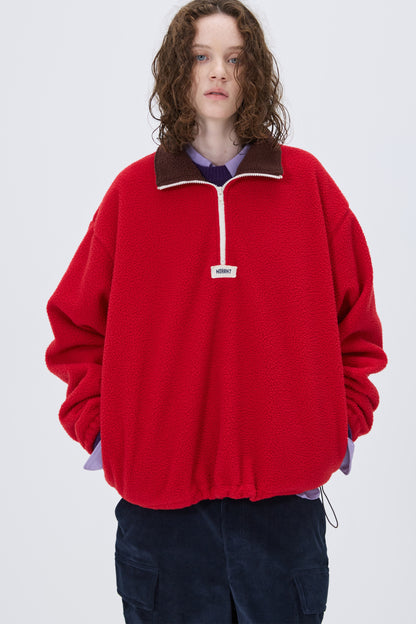 COLOR BLOCK HALF-ZIP FLEECE RED