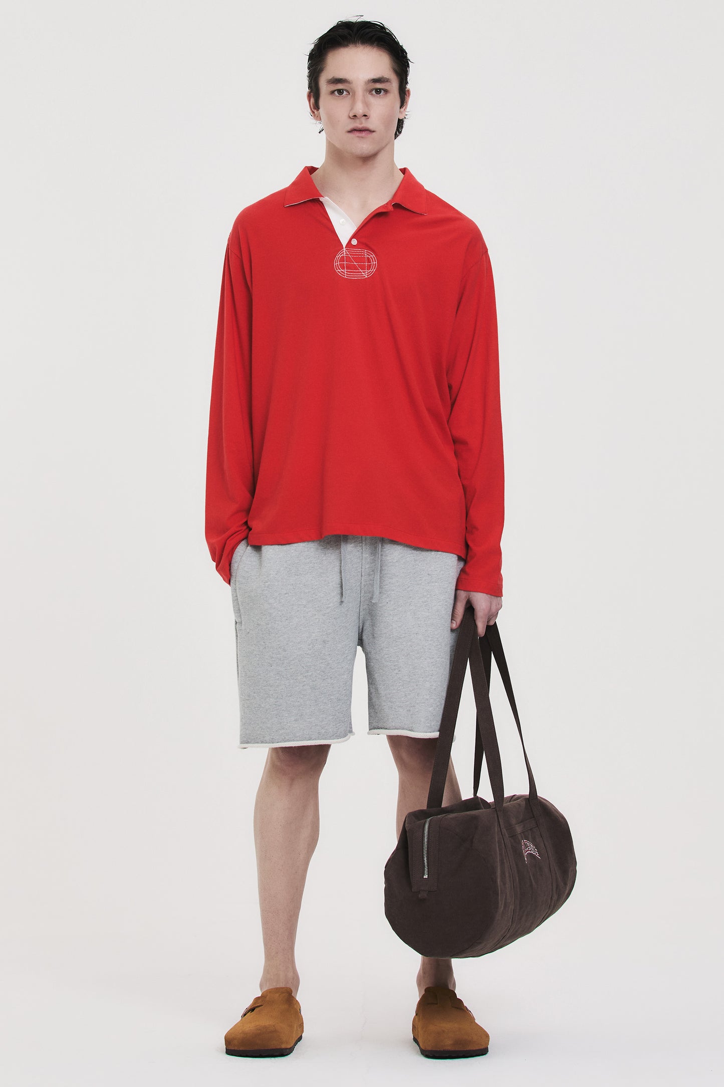RELAXED LONG-SLEEVE POLO RED