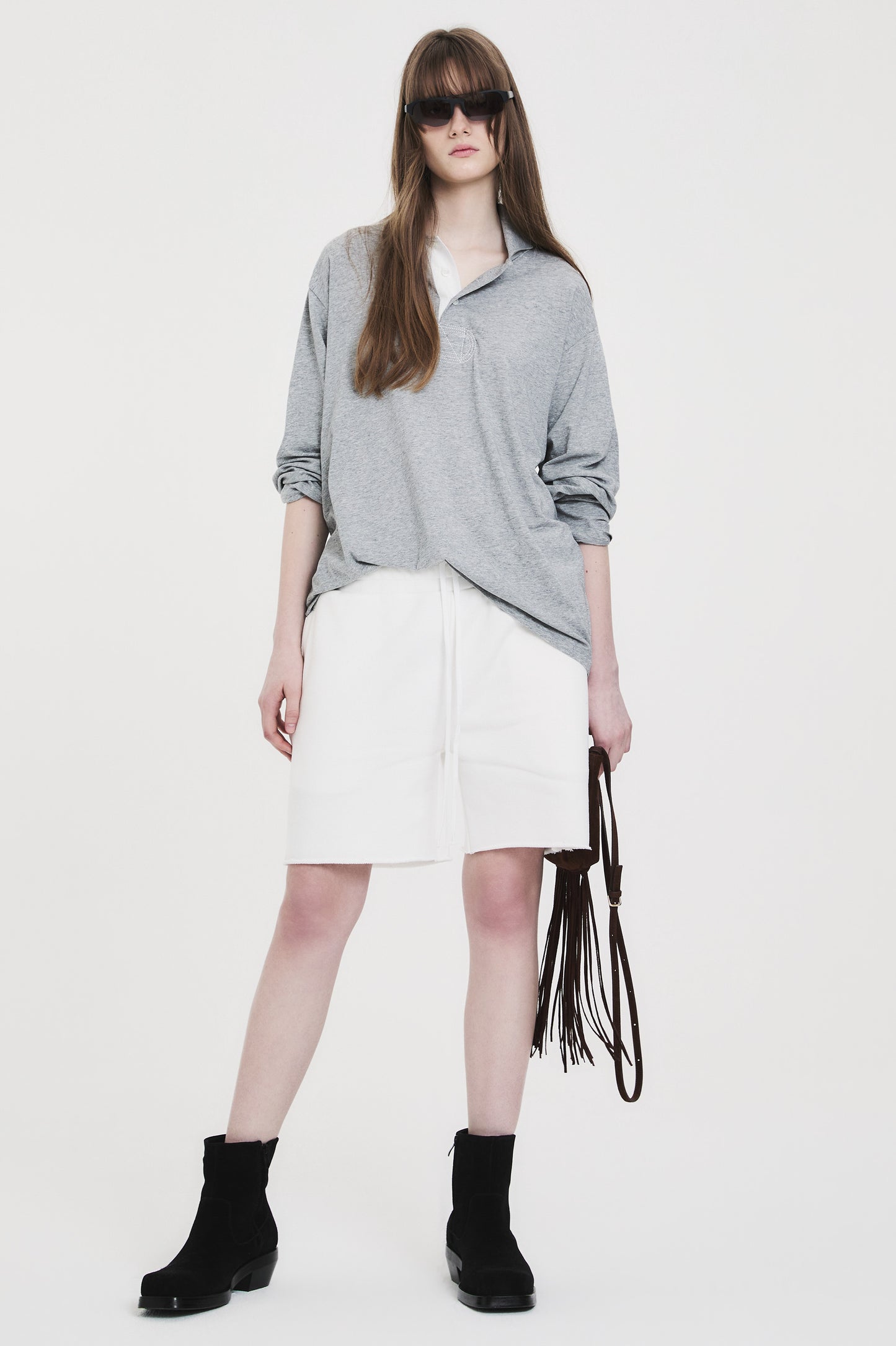 RELAXED LONG-SLEEVE POLO GRAY