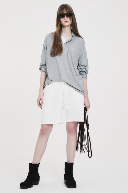 RELAXED LONG-SLEEVE POLO GRAY