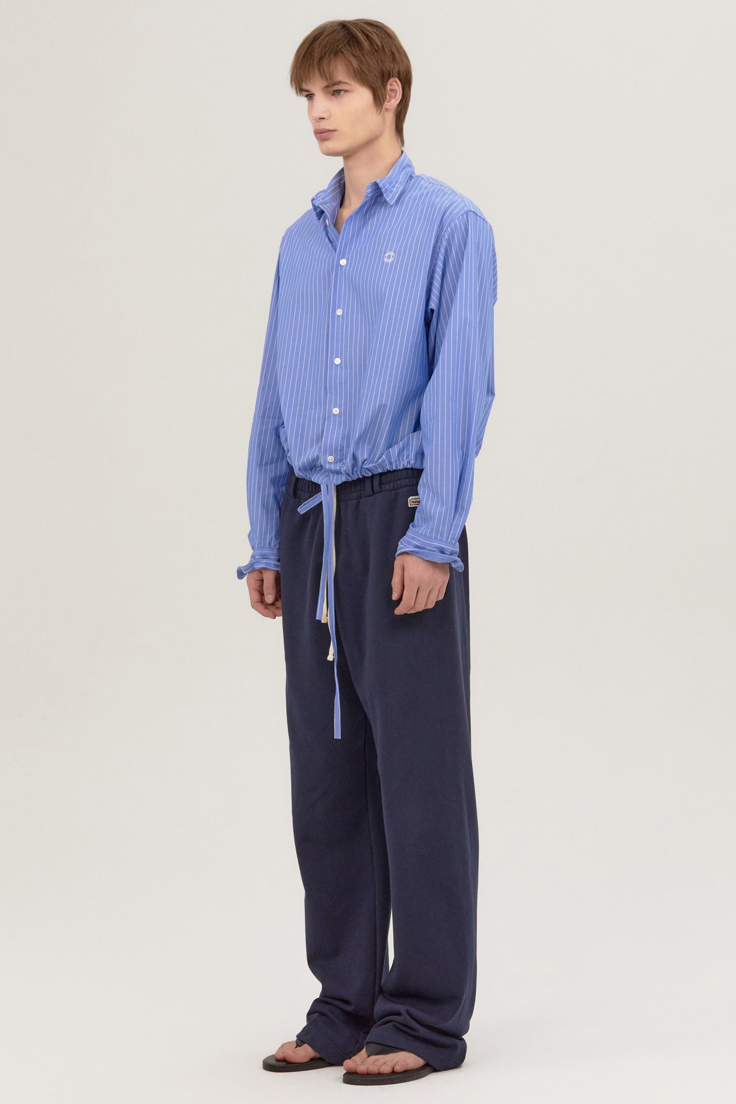 WIRE CROPPED STRIPE SHIRT BLUE