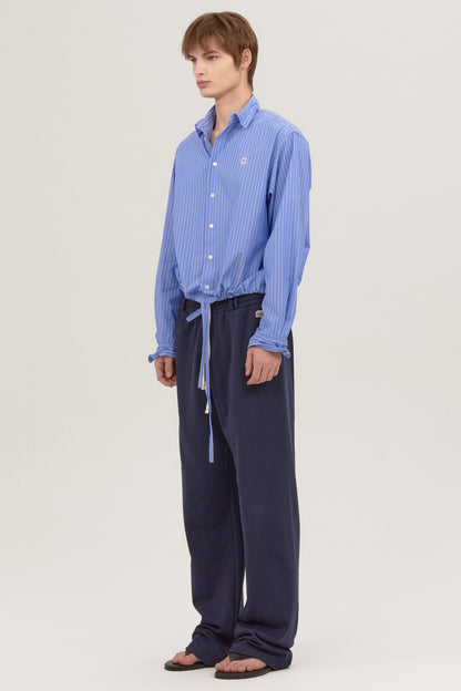 WIRE CROPPED STRIPE SHIRT BLUE