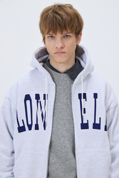 LONELY/LOVELY FELT HOODIE ZIP-UP ASH GRAY