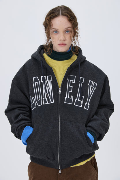 LONELY/LOVELY FLUFF HOODIE ZIP-UP CHARCOAL