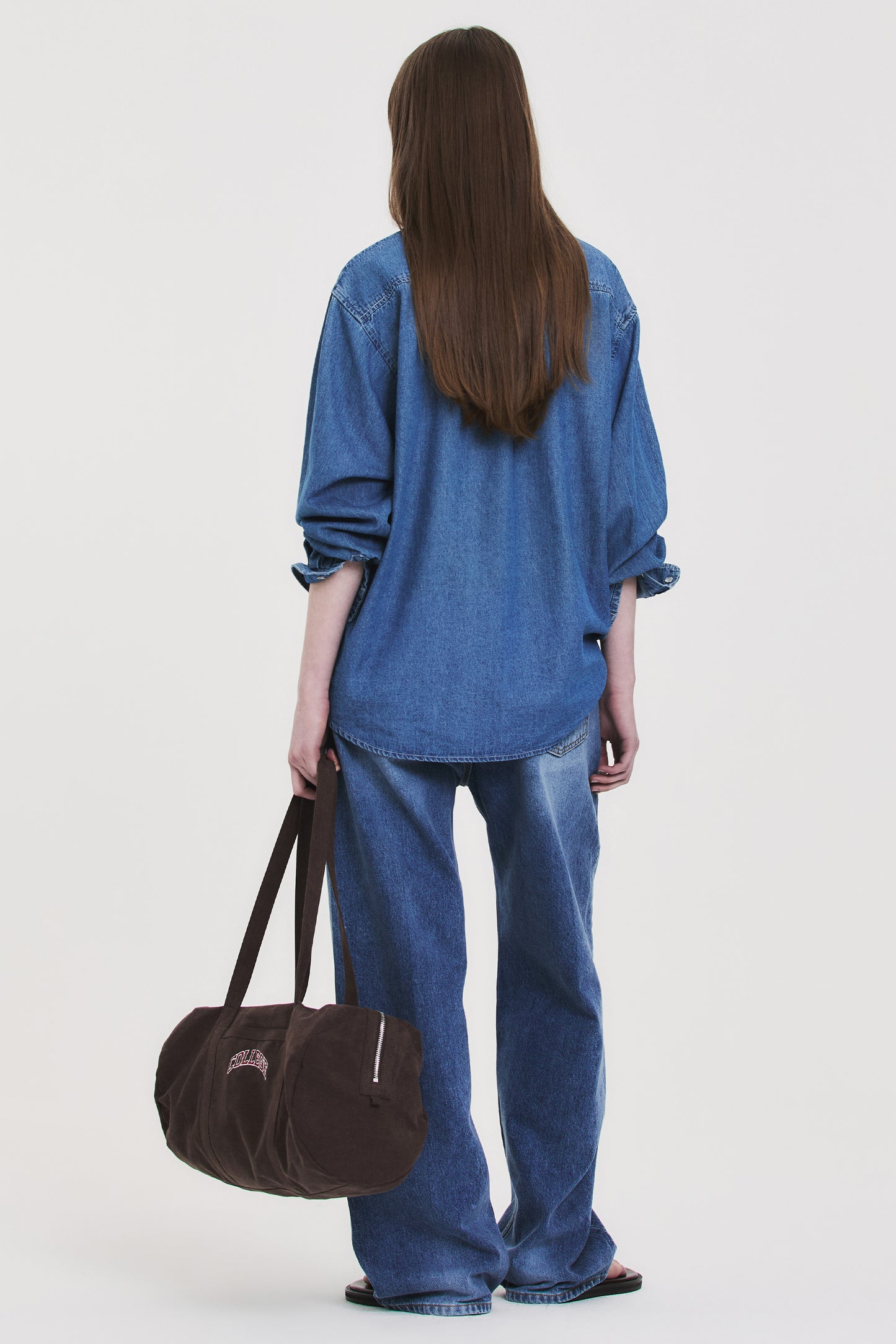 WESTERN BUTTON DENIM SHIRT MID BLUE