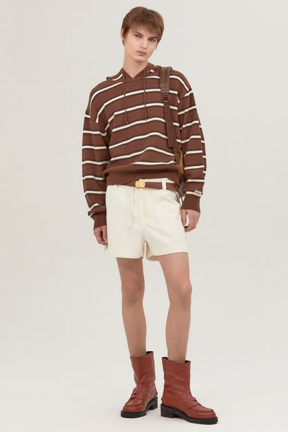 MULTI STRIPE KNIT HOODIE BROWN