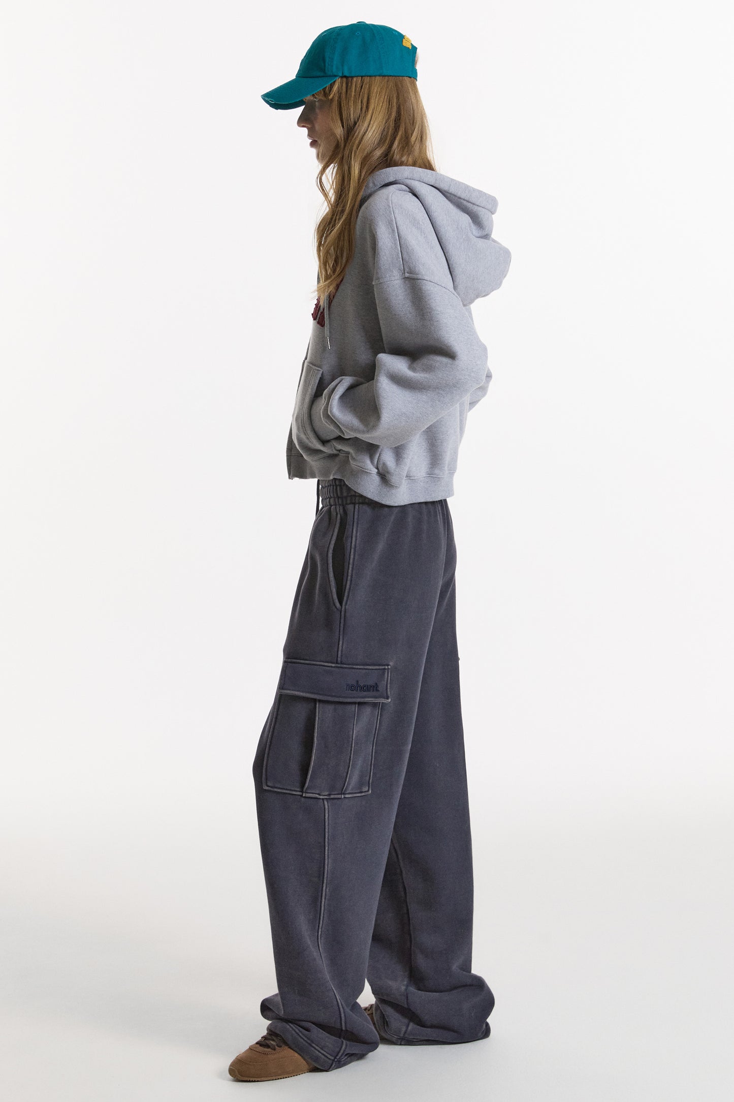 LONELY/LOVELY CROP HOODIE ZIP-UP GRAY