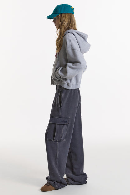 LONELY/LOVELY CROP HOODIE ZIP-UP GRAY