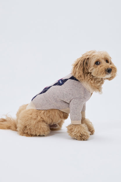 PET ARGYLE JACQUARD KNIT BEIGE